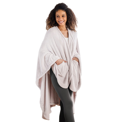 Berkshire Blanket frontal view of Moonbeam wearable cape showing full coverage and comfort
