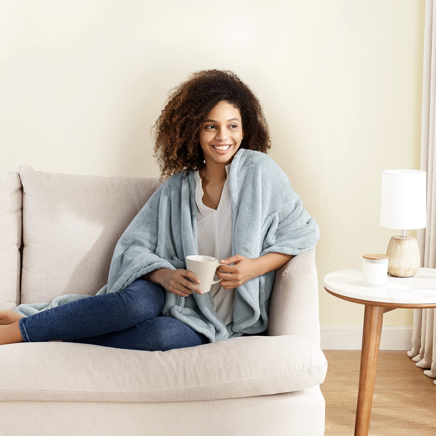 Berkshire Blanket pocket detail highlighting hands-free warmth and storage