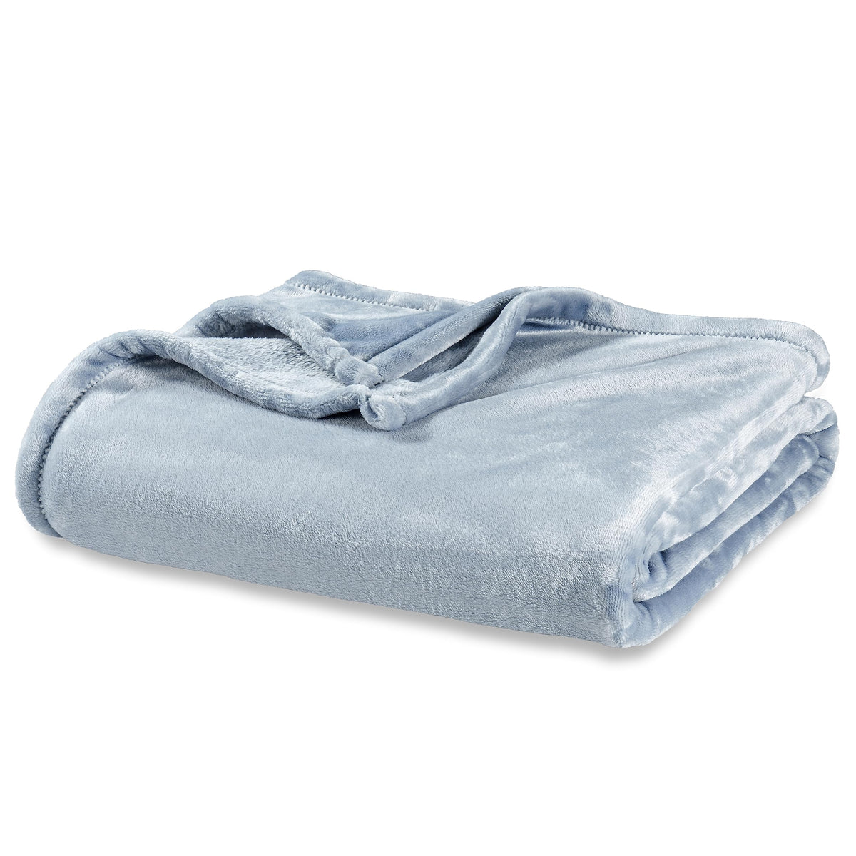 Berkshire Blanket front view in polar blue showing full coverage and elegant finish