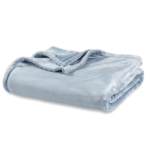 Berkshire Blanket front view in polar blue showing full coverage and elegant finish