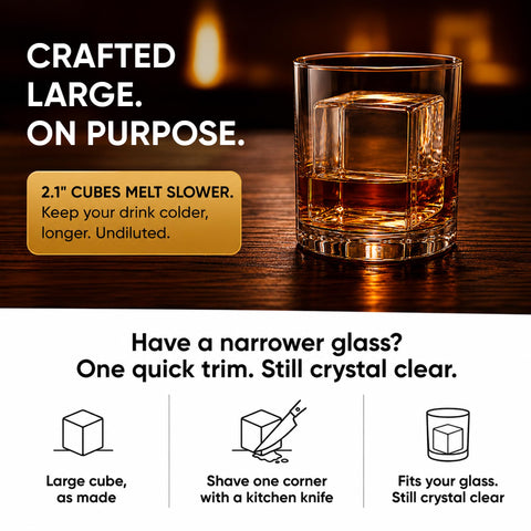 BERLINZO single clear cube chilling whiskey to prevent quick dilution