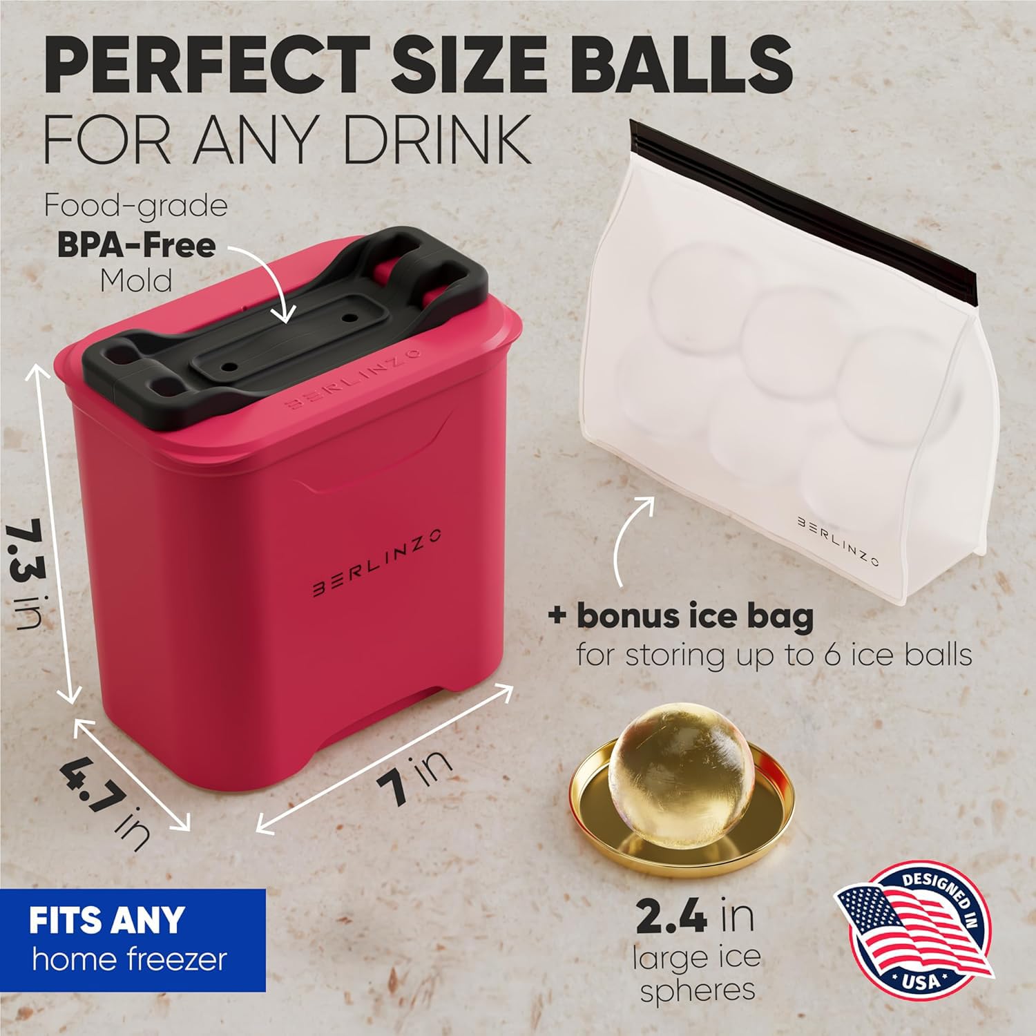 BERLINZO XL freezer storage bag holding twelve finished spheres for parties