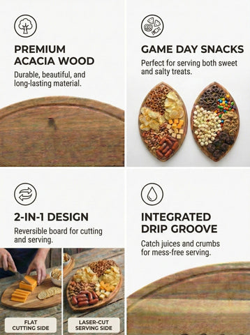 BERRY GOOD LUNCH close-up of acacia grain highlights durable natural beauty