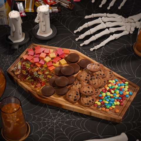 BERRY GOOD LUNCH coffin board on Halloween table adding spooky stylish decor