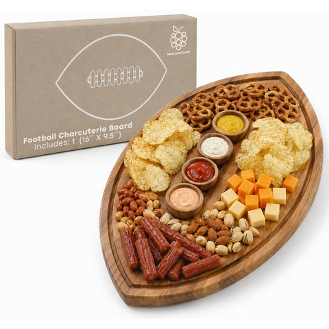 BERRY GOOD LUNCH front view of football board shows serving-ready presentation