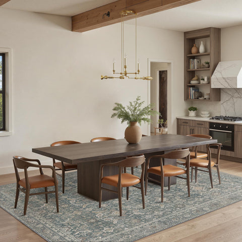 BESBLEE styled in living room to show how rug anchors seating area