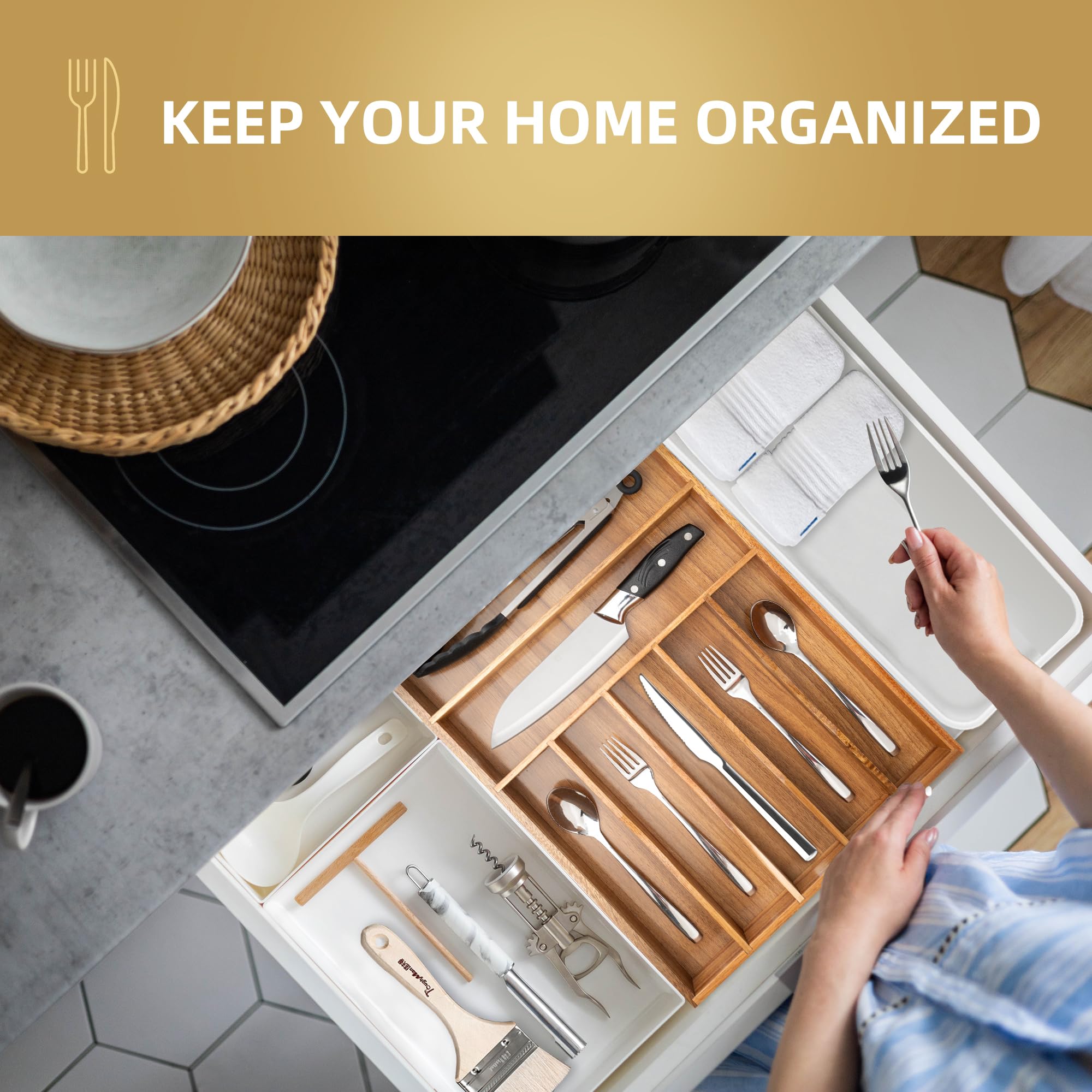 Besilord organizer with utensils for size comparison and practical organization
