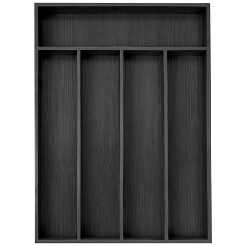 Besilord bamboo silverware holder front view showing five slots and neat storage benefit