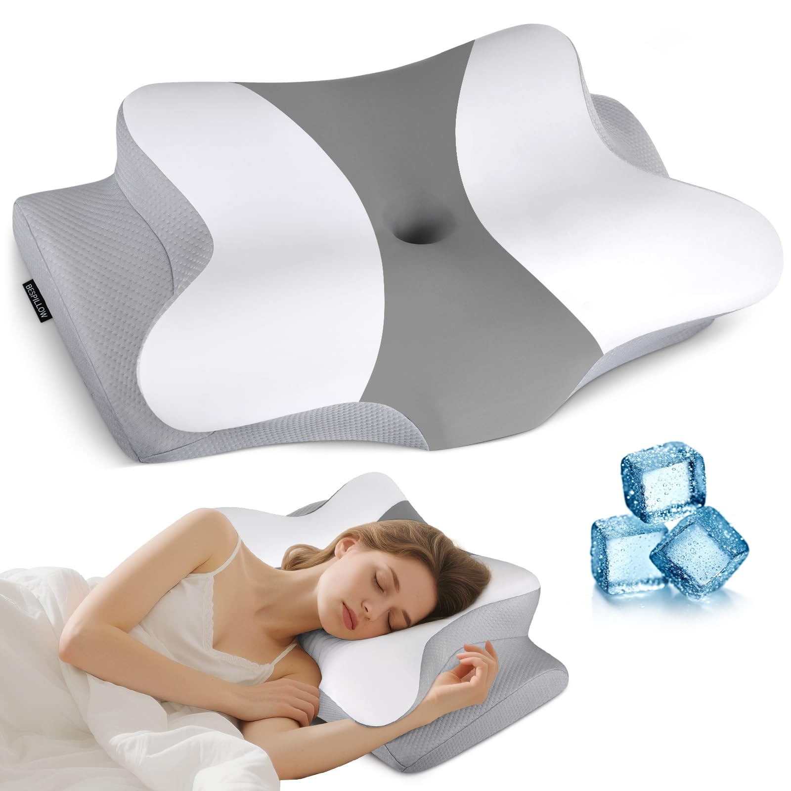 Bespillow front view showing ergonomic butterfly shape and full support