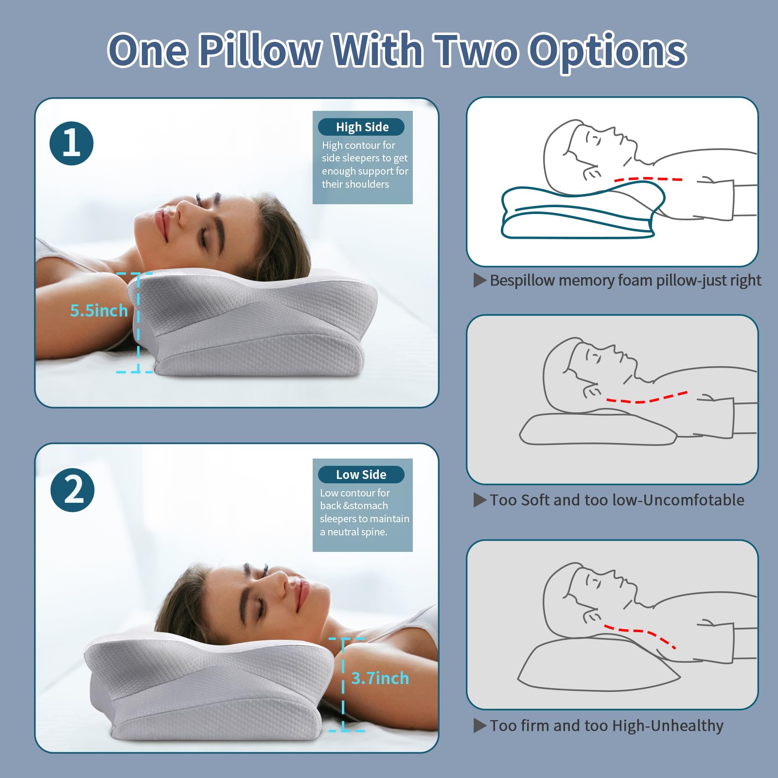 Bespillow pillow in bedroom lifestyle depicting breathable comfort and calm