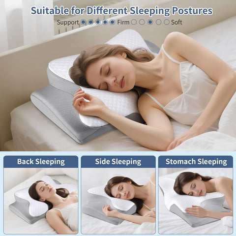 Bespillow in use by side sleeper illustrating correct neck support
