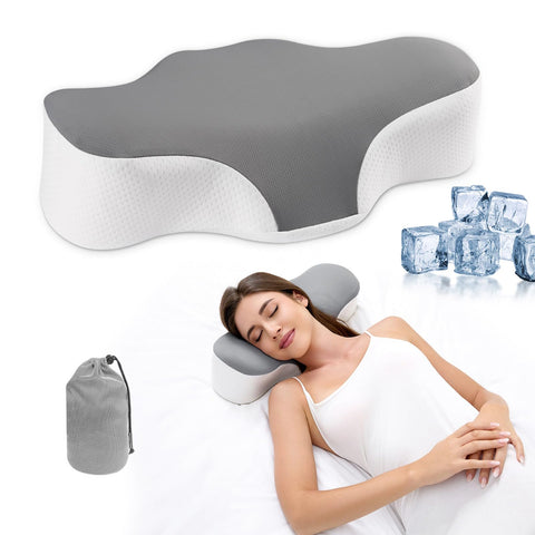 Bespilow front view of pillow showing ergonomic support and travel comfort