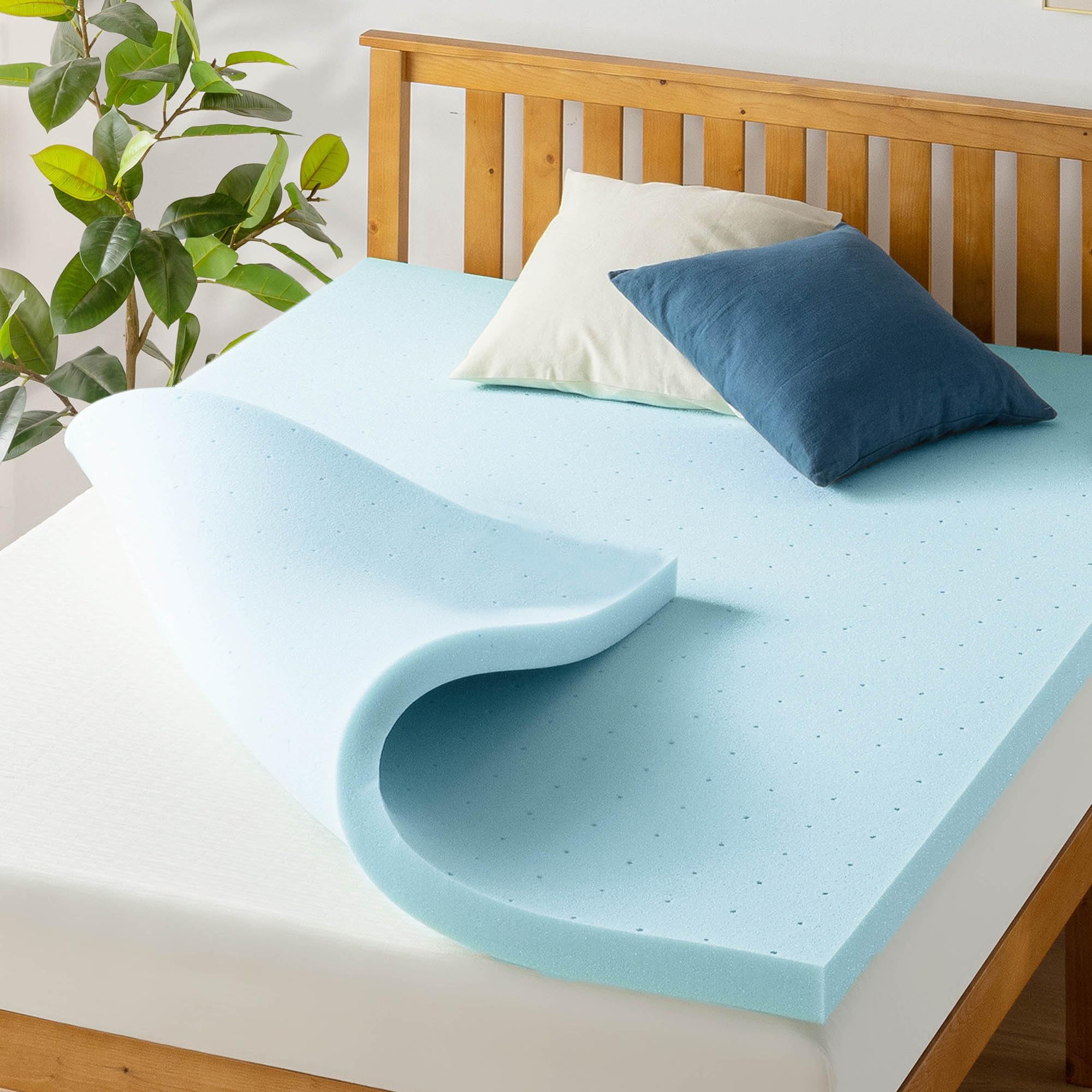 Best Price Mattress front view of Mellow full topper showing profile and fit benefits