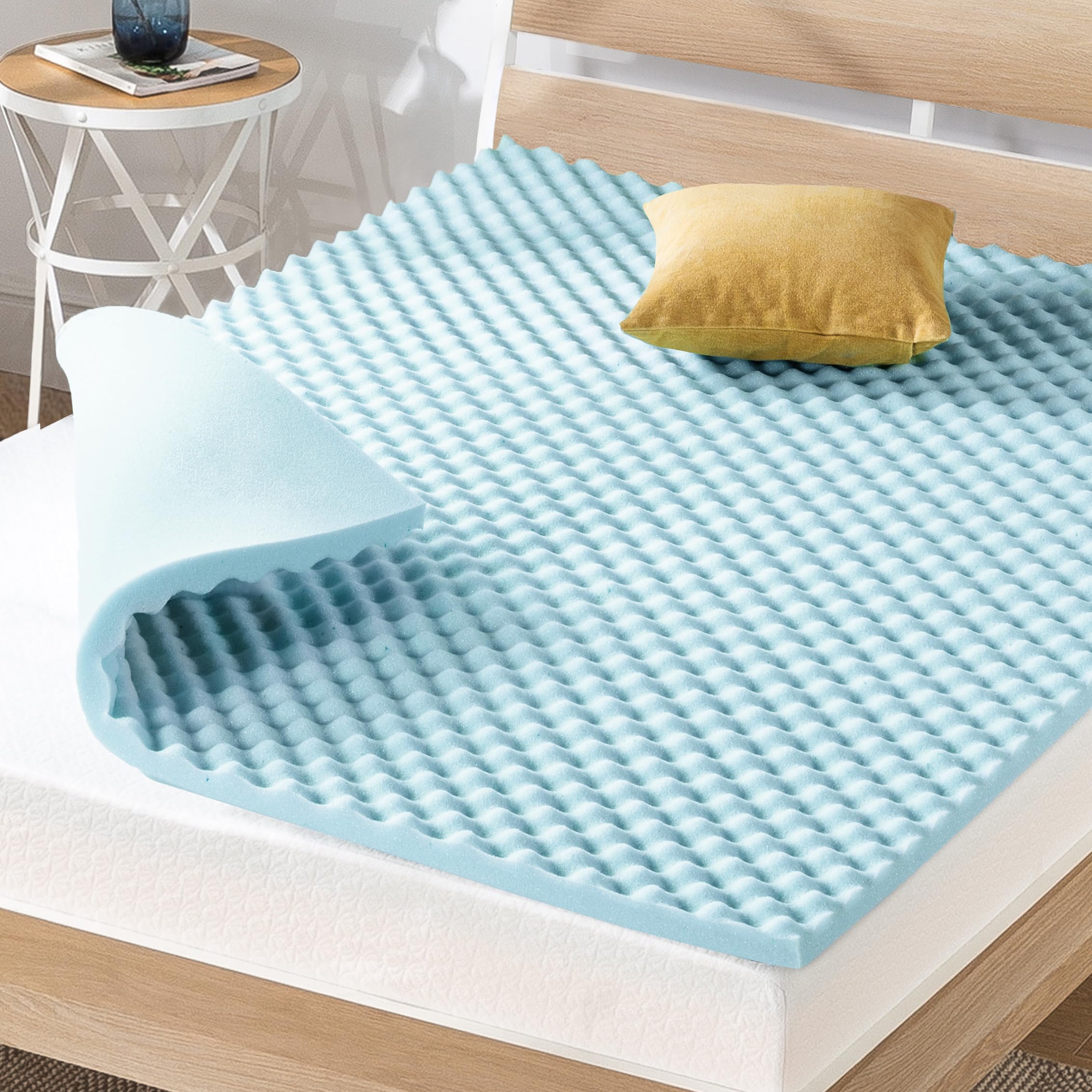Best Price Mattress front packaging showing twin gel-infused egg crate topper benefits