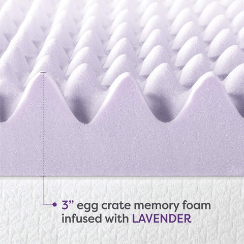 Best Price Mattress topper next to ruler showing 3-inch thickness