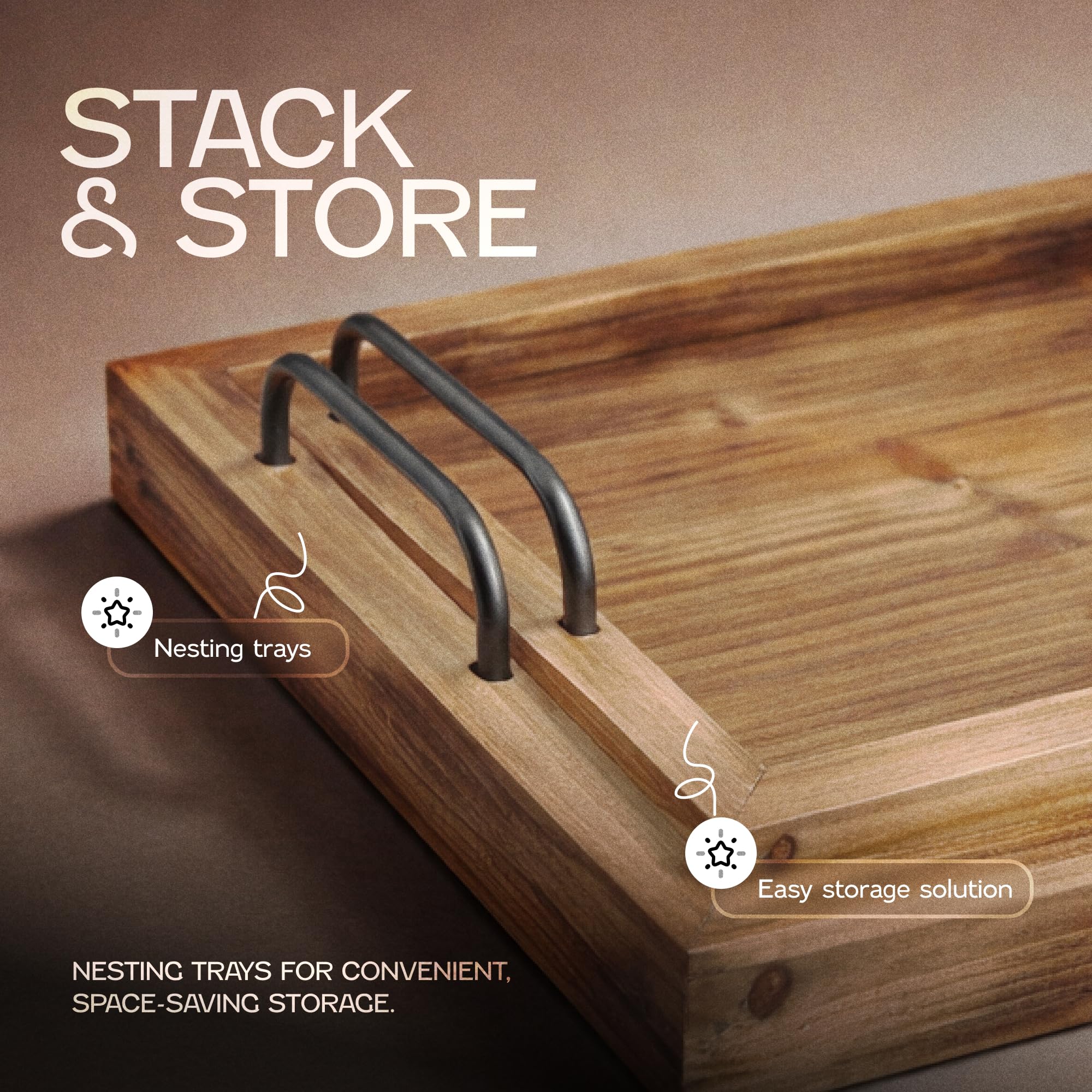 Besti serving trays in use with breakfast showing convenient carrying for mornings