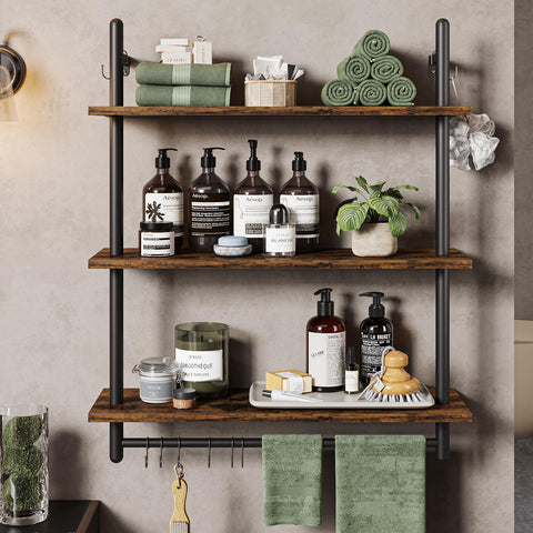 Bestier kitchen setup using shelves for jars, mugs and small items
