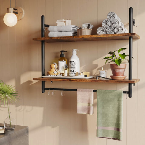 Bestier towel bar and hooks in use show convenient hanging benefit