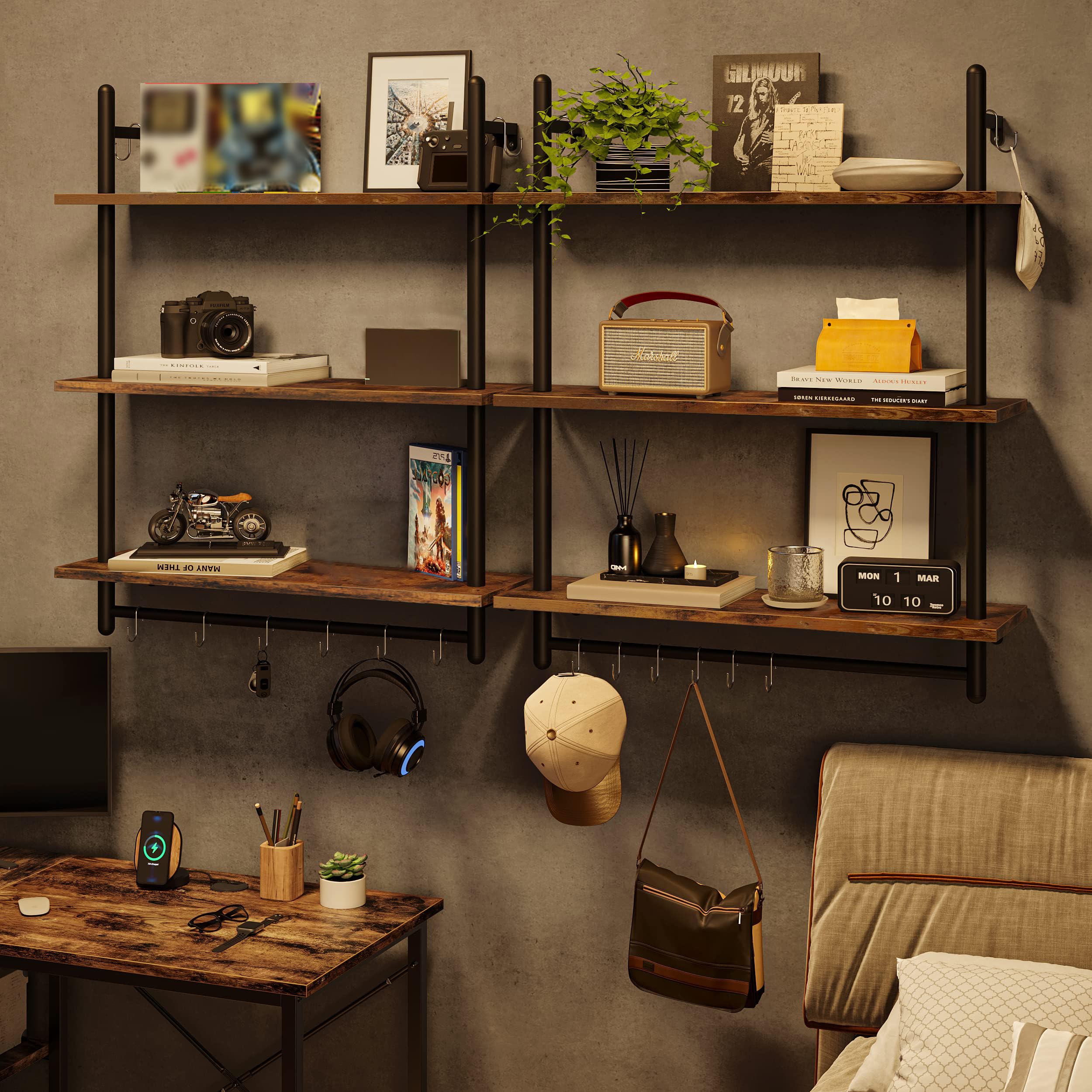 Bestier styled bathroom display storing toiletries and decor neatly