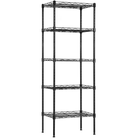 BestOffice front view of five-tier wire shelf showing compact footprint and strength