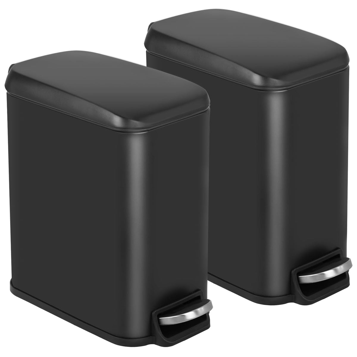 BestOffice front view of black pack of two bins showing slim design and coordinated look