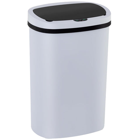 BestOffice front view of white trash can showing compact, modern design and tidy look
