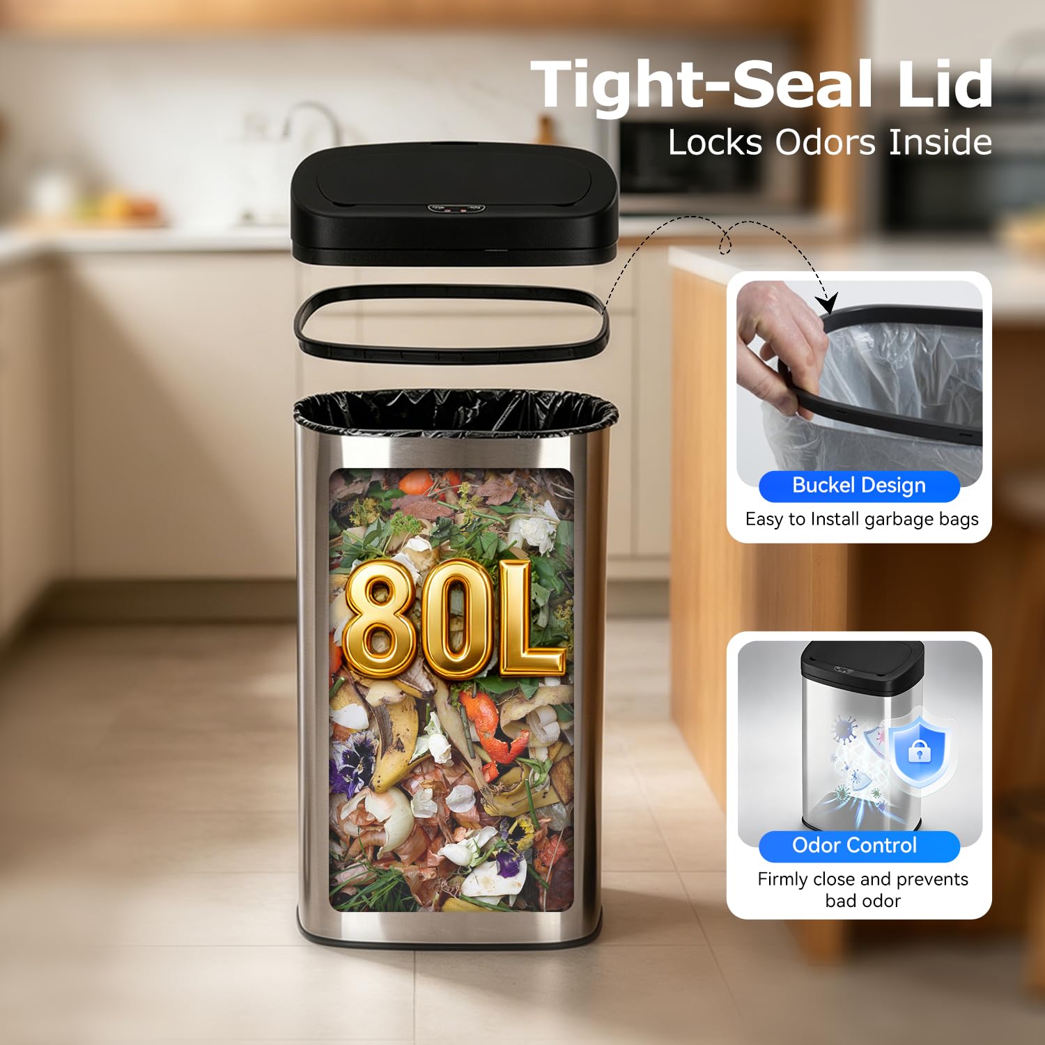 BestOffice bin placed next to kitchen counter showing tidy, space-saving use