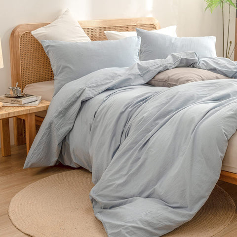 BESTOUCH styled bedroom with cornflower blue set offering calming color and modern look