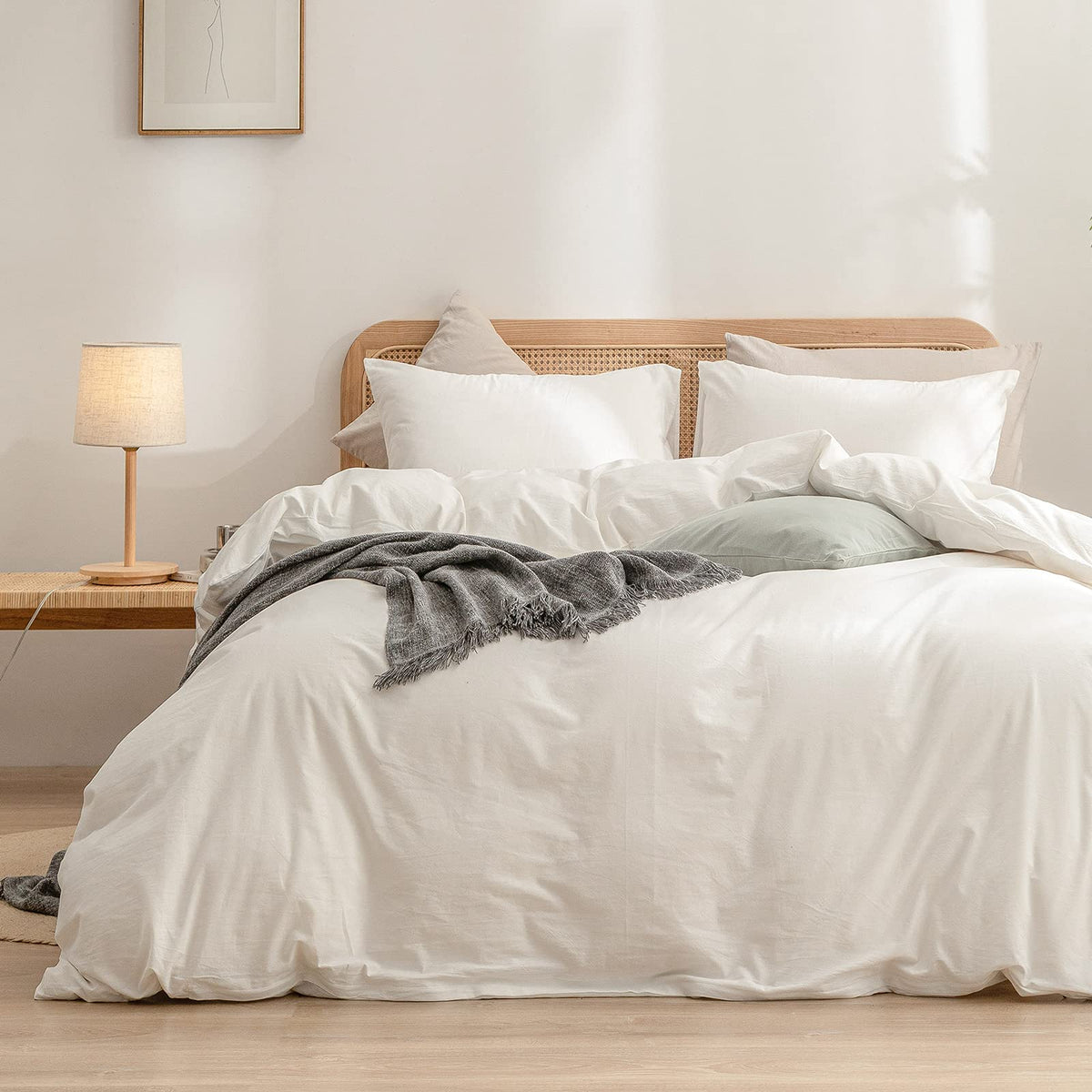 BESTOUCH front view of off white duvet cover set showing clean styling and easy coordination