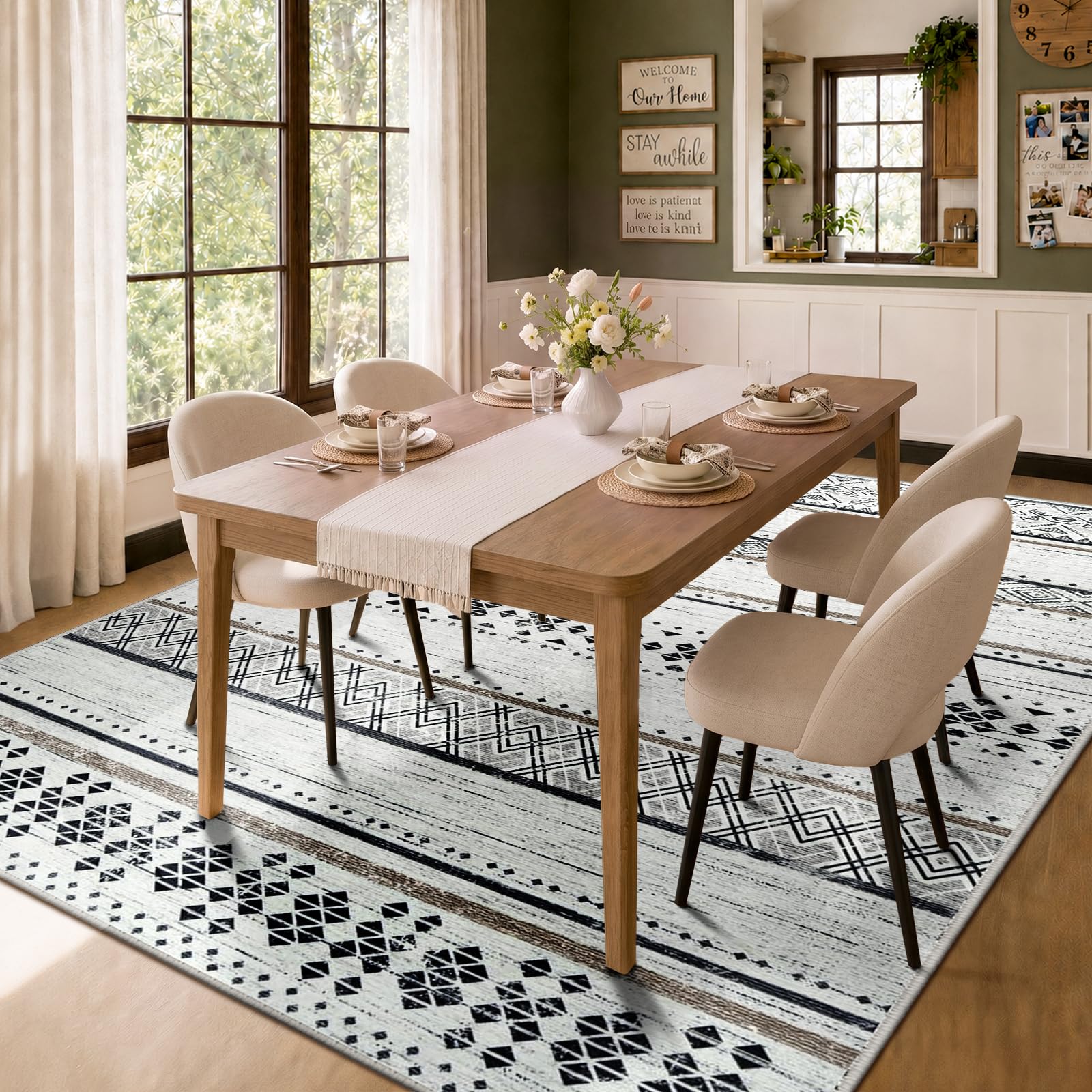 BESTSWEETIE rug with dog highlighting pet-friendly, stain-resistant benefit