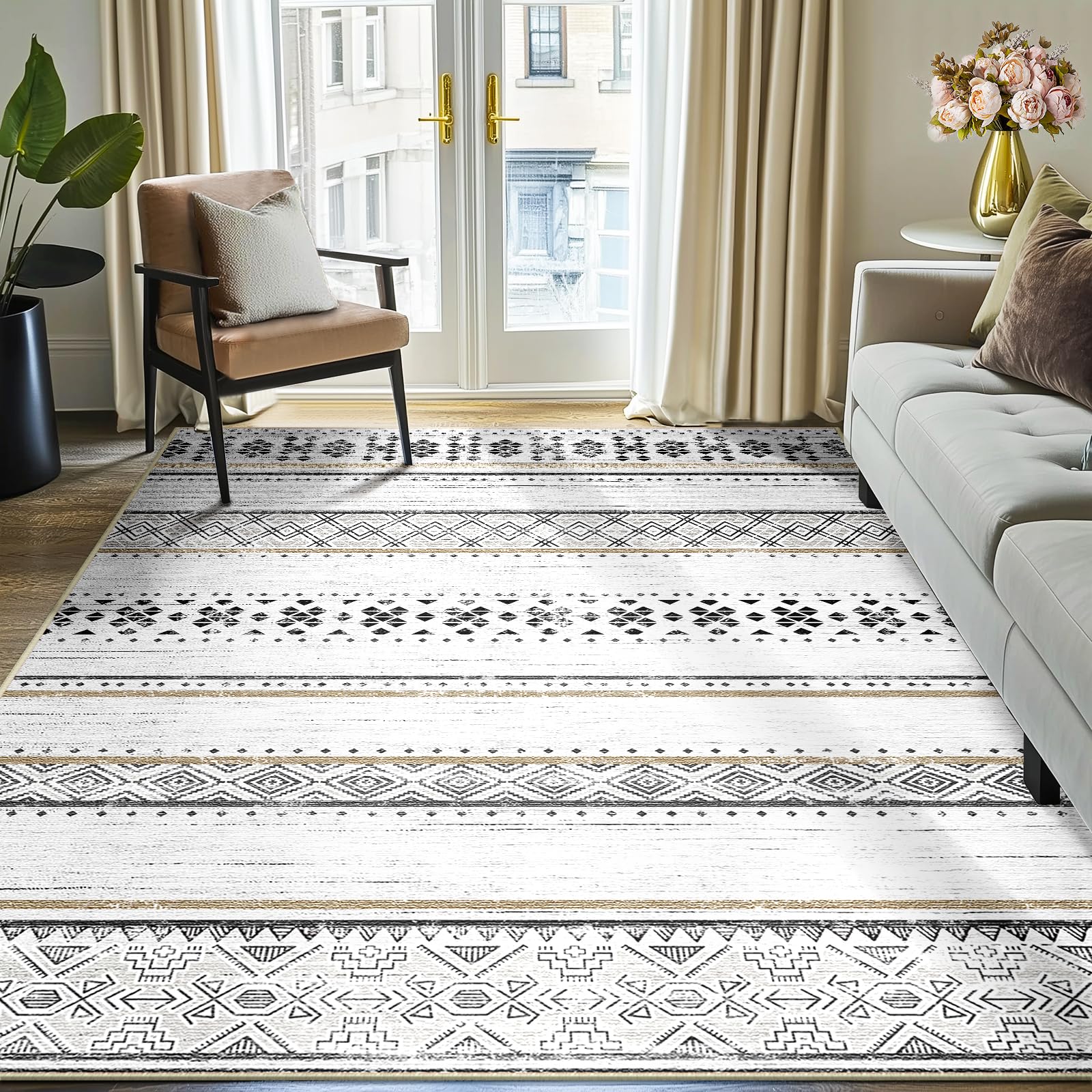 BESTSWEETIE rug styled in living room presenting boho-modern decor enhancement
