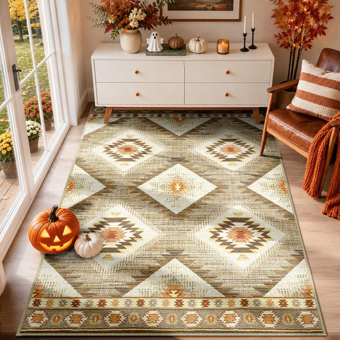 BESTSWEETIE rug under dining table showing correct 5x7 scale and fit