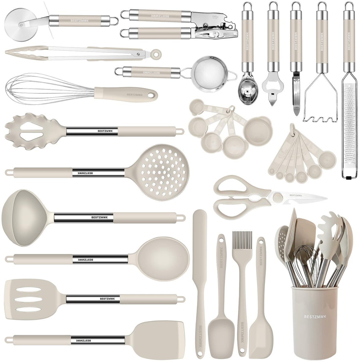 BESTZMWK front packaging showing full 33-piece khaki set and organizer