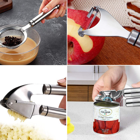 BESTZMWK utensil holder with hooks displaying tidy countertop storage solution
