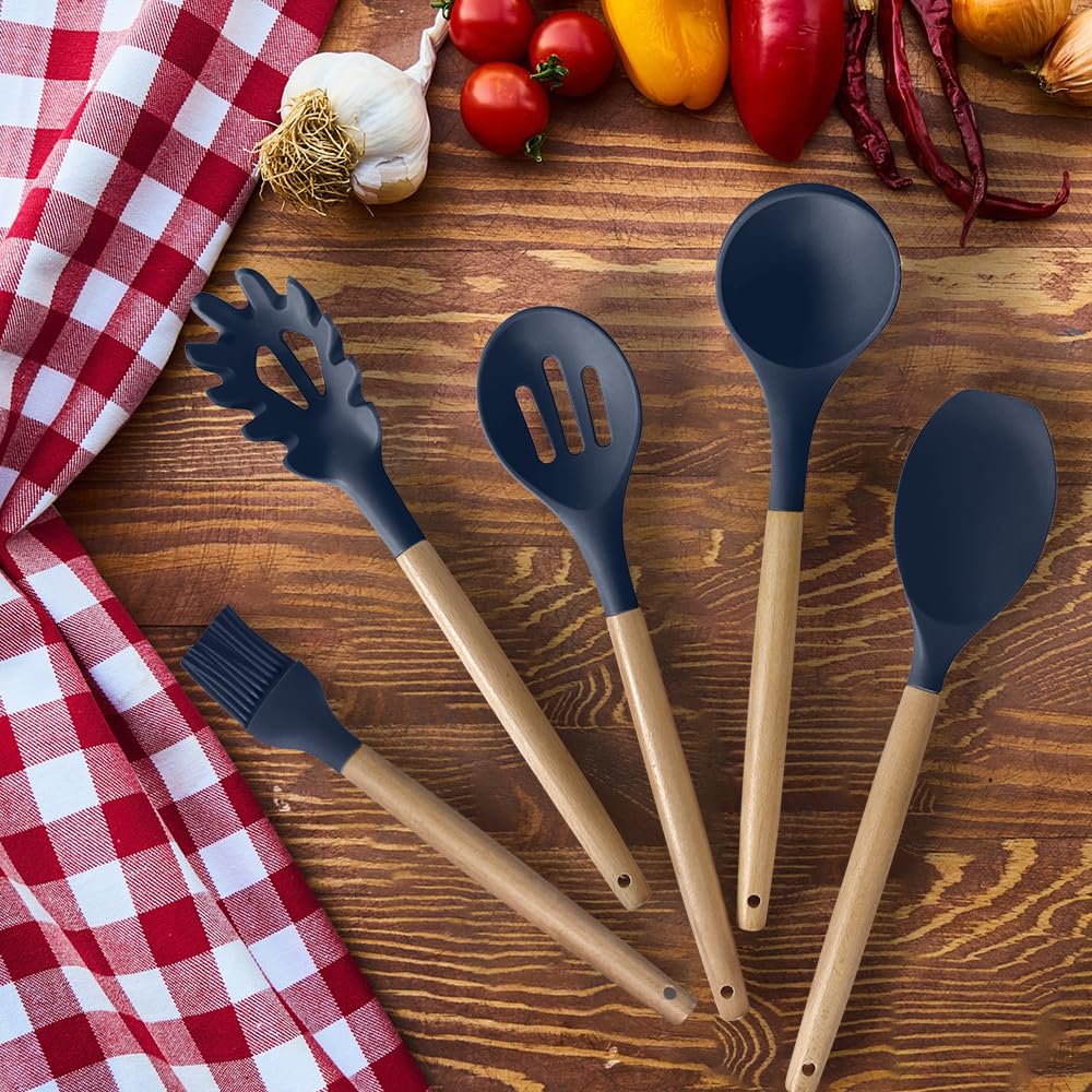 BESTZMWK utensils in use stirring food on nonstick pan, heat-resistant benefit
