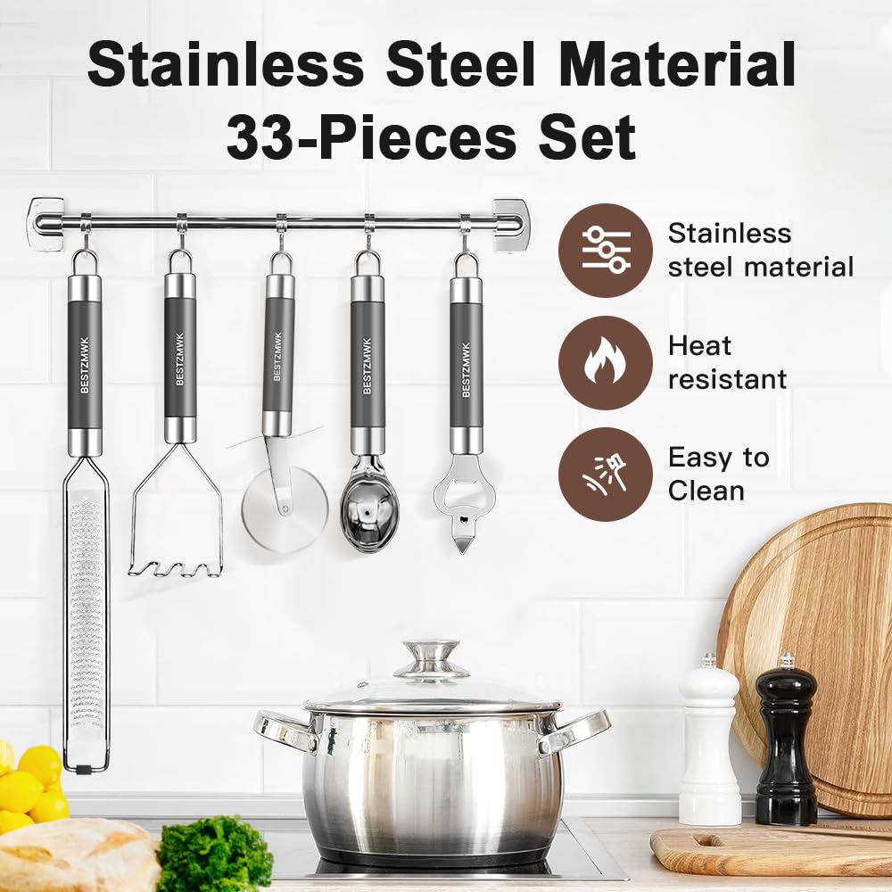 BESTZMWK spatula lifting food from skillet showing non-scratch protection benefit