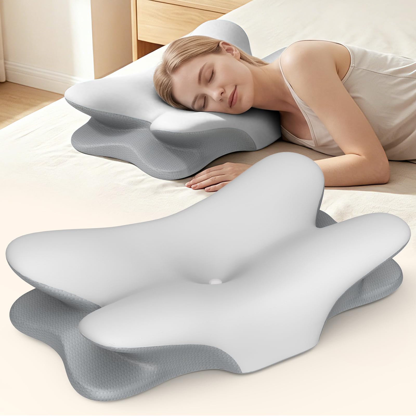 Besyodo front view of pillow packaging showing ergonomic shape and branding for easy choice