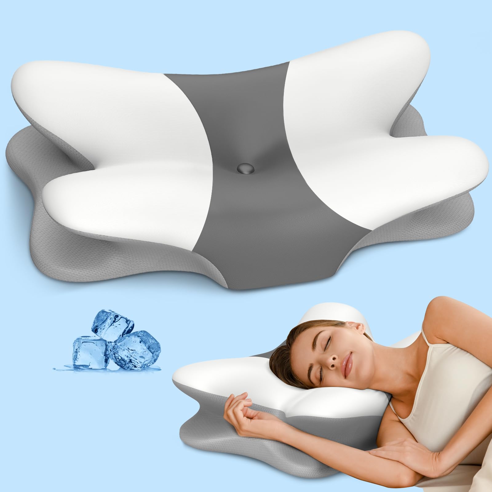 Besyodo front view of pillow showing ergonomic shape and immediate support