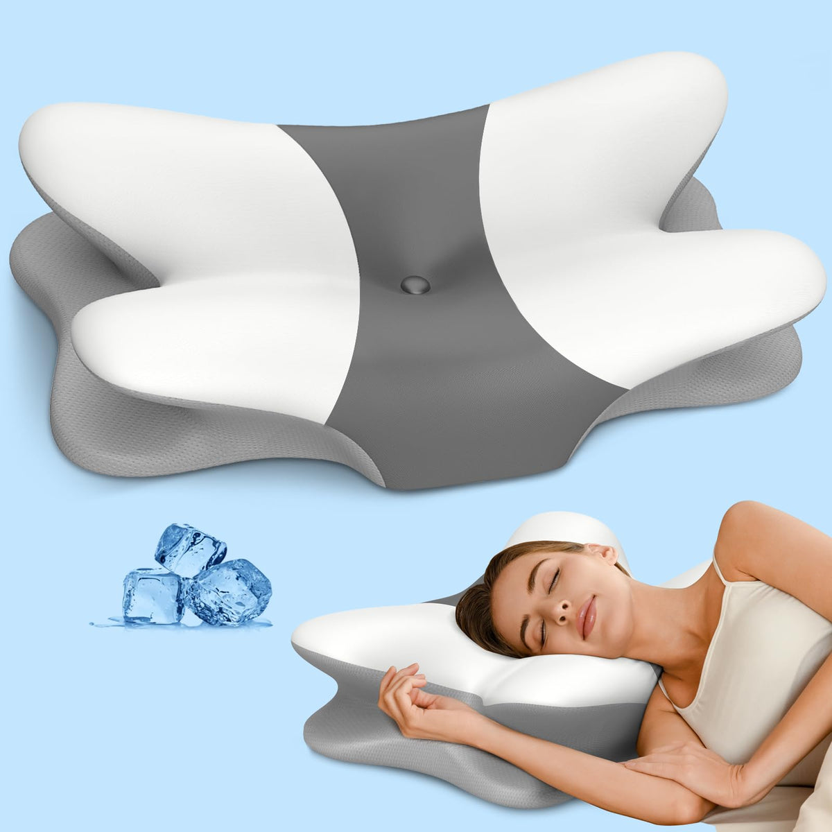 Besyodo front view of pillow showing ergonomic shape and immediate support