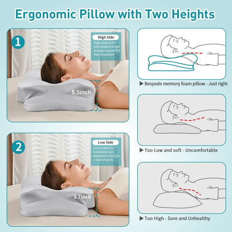 Besyodo pillow beside a ruler for scale to confirm 25.6-inch length and fit