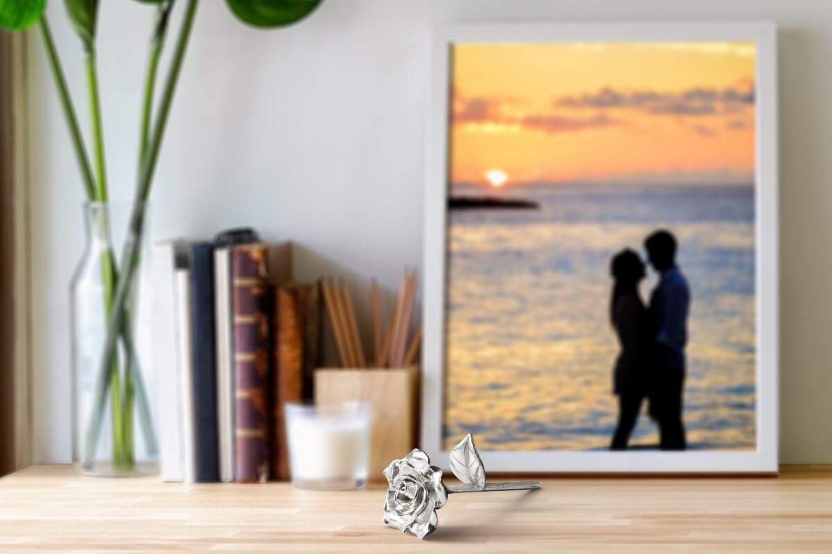 BESZONE tin rose tin purity stamp close-up verifying material and anniversary meaning