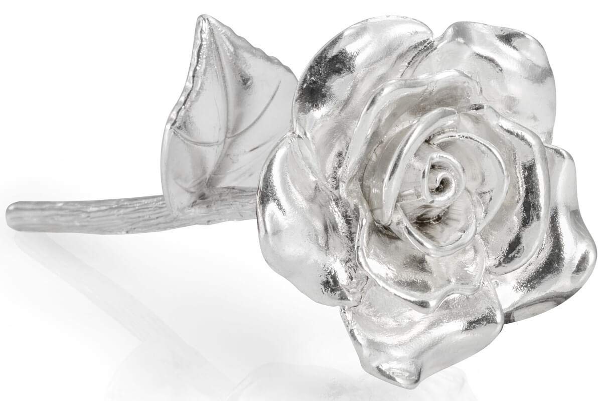 BESZONE tin rose stem and leaves detail showing durable solid tin craftsmanship