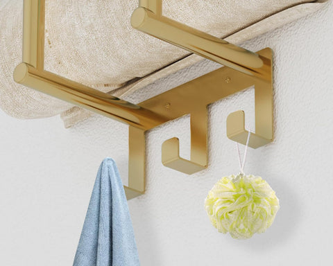 Bethom hooks detail showing three hangers for separate wet and dry items benefit