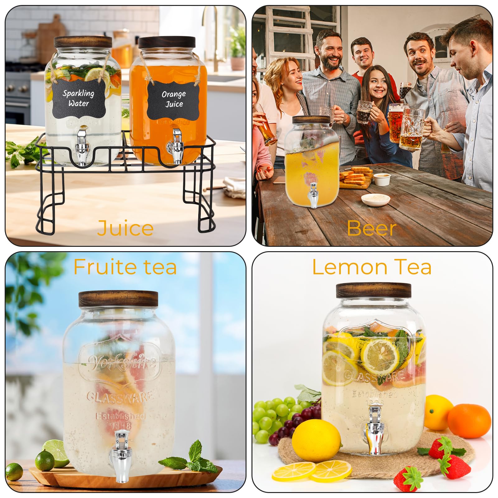 Betrome dispenser open with ice and fruit inside highlighting infusion and presentation