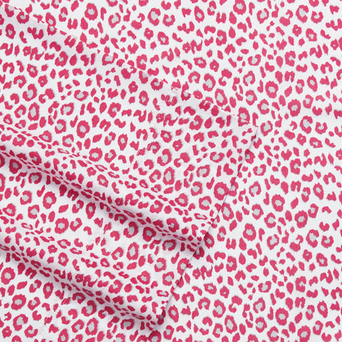 Betsey Johnson flat sheet spread on bed showing full printed design and coverage