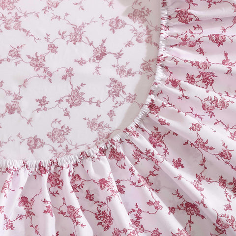 Betsey Johnson floral toile print closeup highlights delicate pattern and style