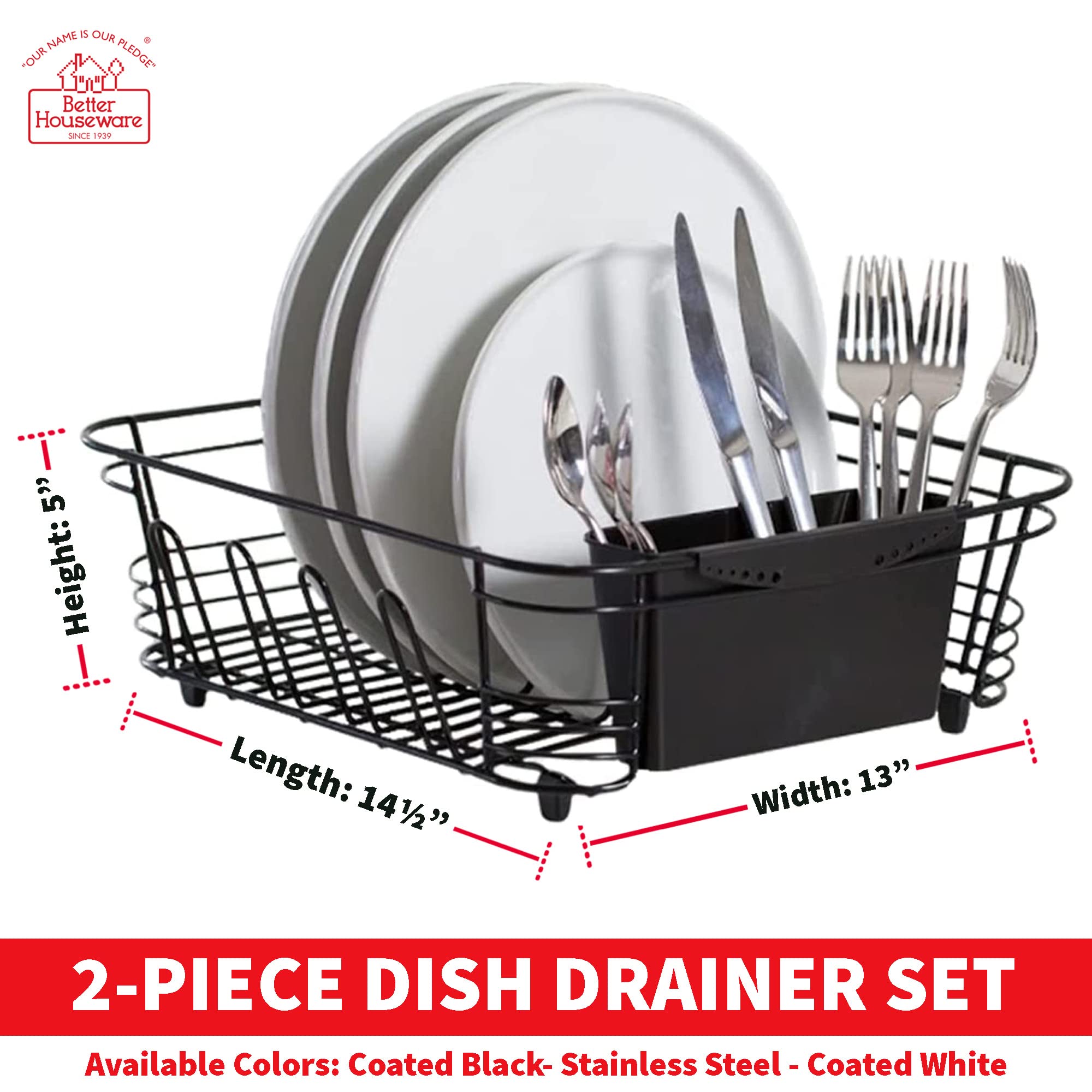 Better Houseware size comparison showing rack fitting one side of a double sink