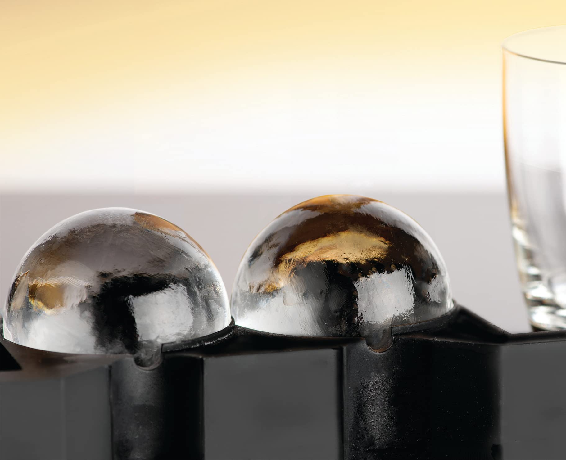 Better Kitchen Products close-up of crystal-clear ice sphere highlighting clarity and elegance