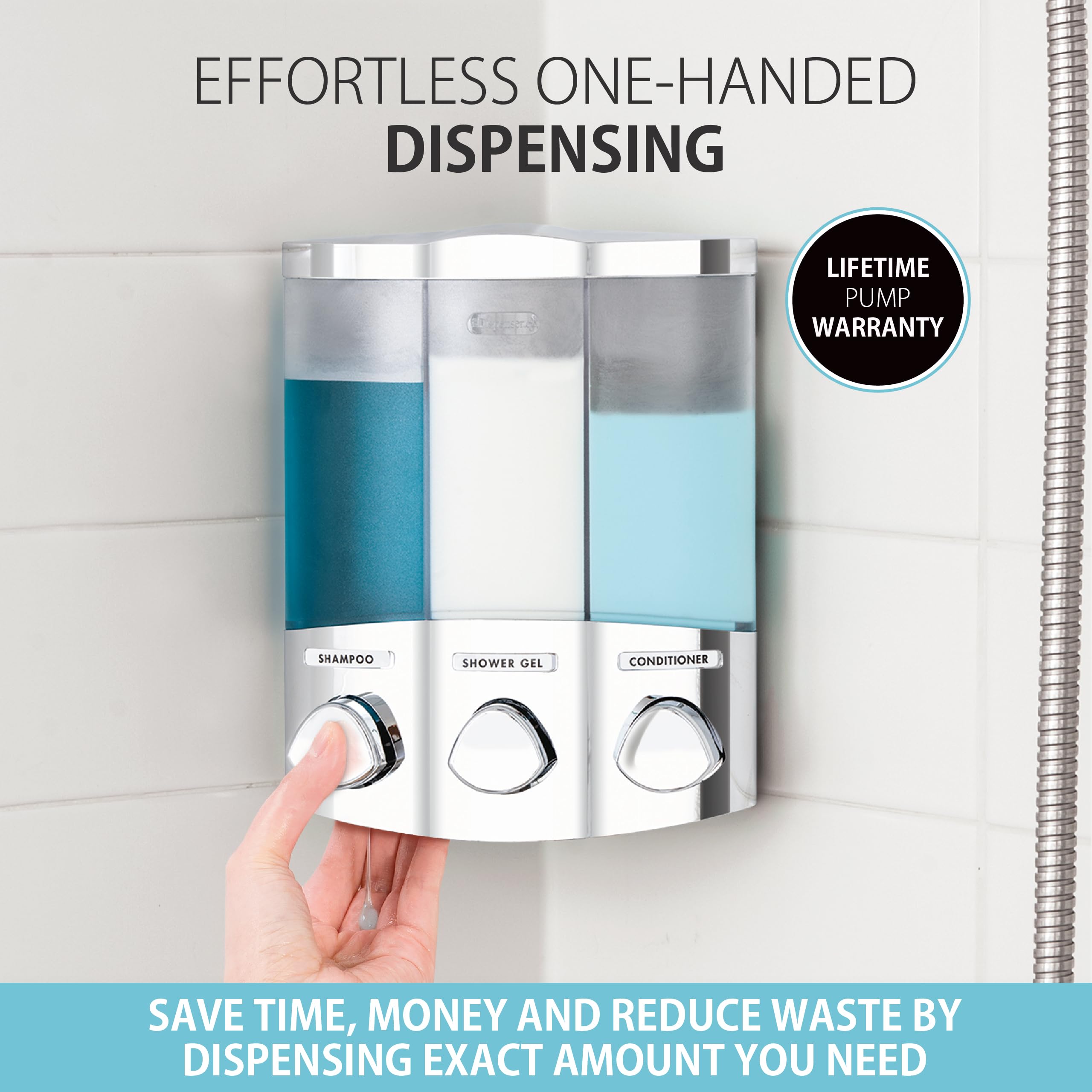 Better Living pump nozzles detail showing easy dispense and mess-free use benefit