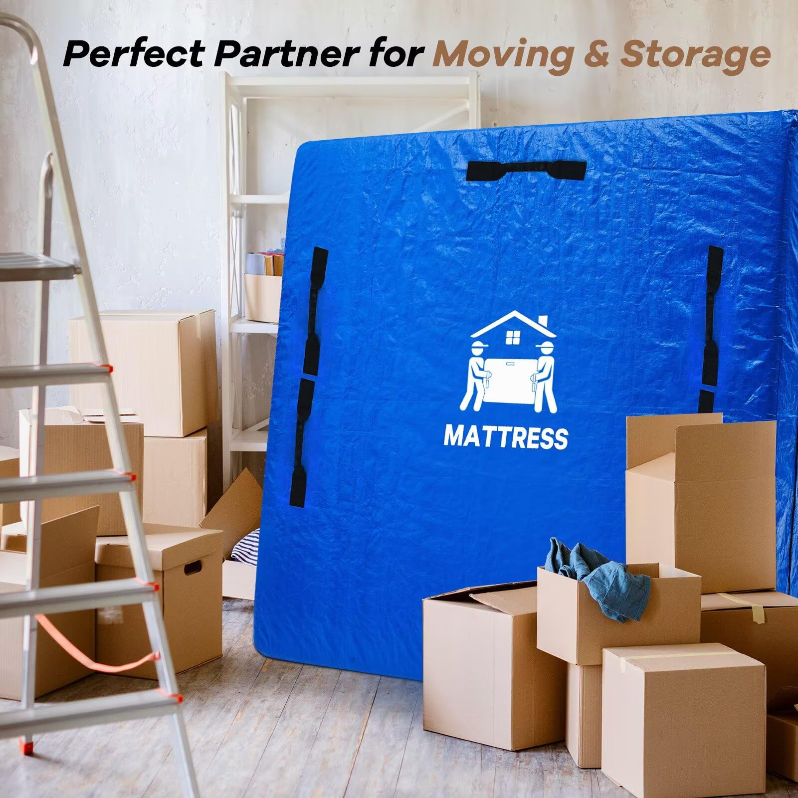 BETU mattress bag in use while two movers load it into truck